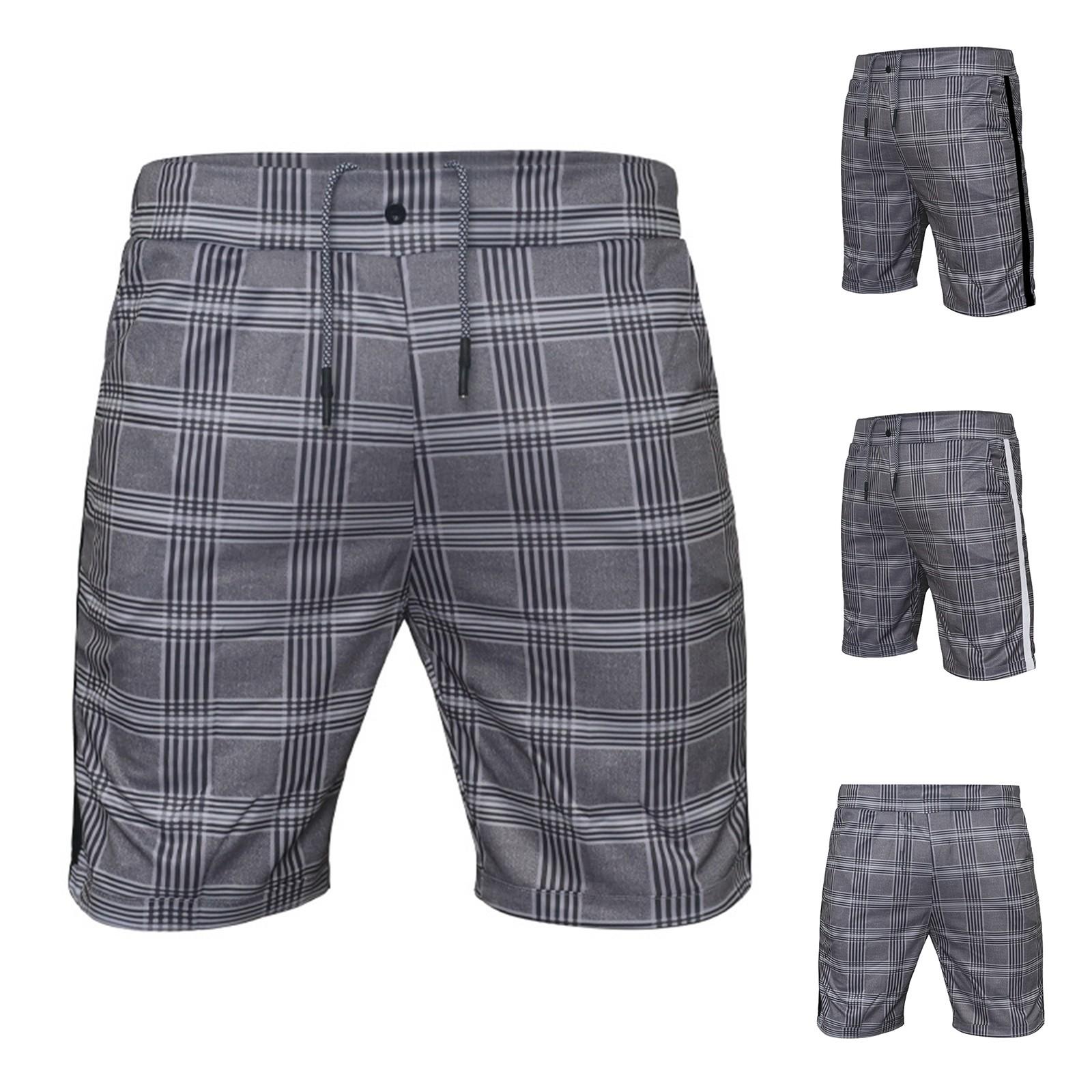

Мужские клетчатые полосатые облегающие шорты на четверть повседневные пляжные брюки