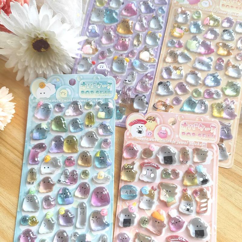 New Cartoon Japanese Ghost 3D Relief Stickers Album DIY Diary Cute Stationery Campus Stickers