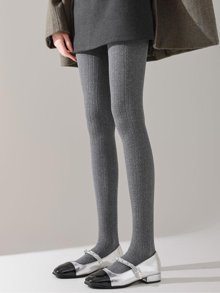 Knit Cotton Blend Compression Pantyhose Cotton Leggings Pants 600D Fleece 900D Warmth and Heat Retention High Waist Slimming Effect [Jeayoo]