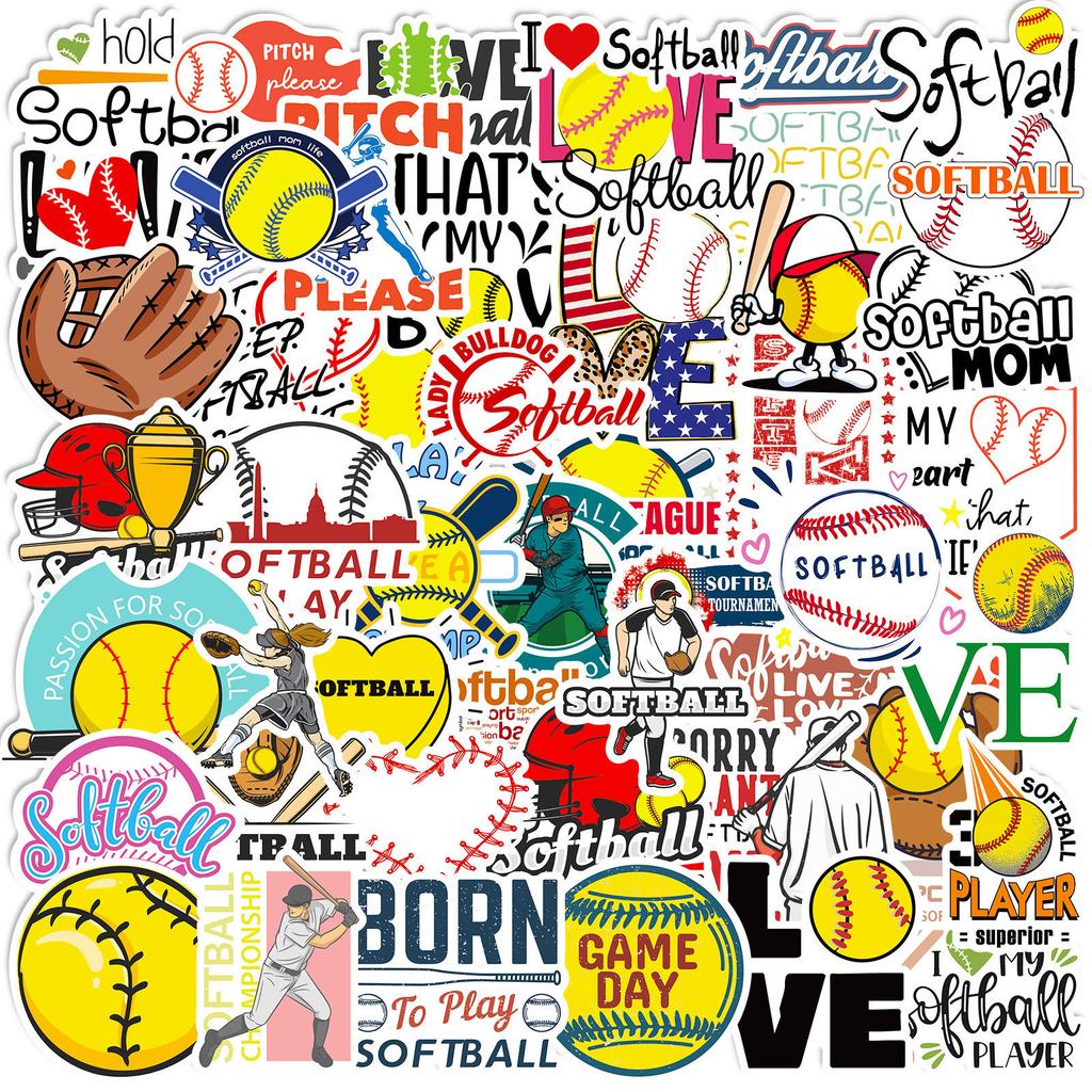 50 Softball Text-On-Video Shein Ball Sports Graffiti Stickers Suitcases Skateboard Softball