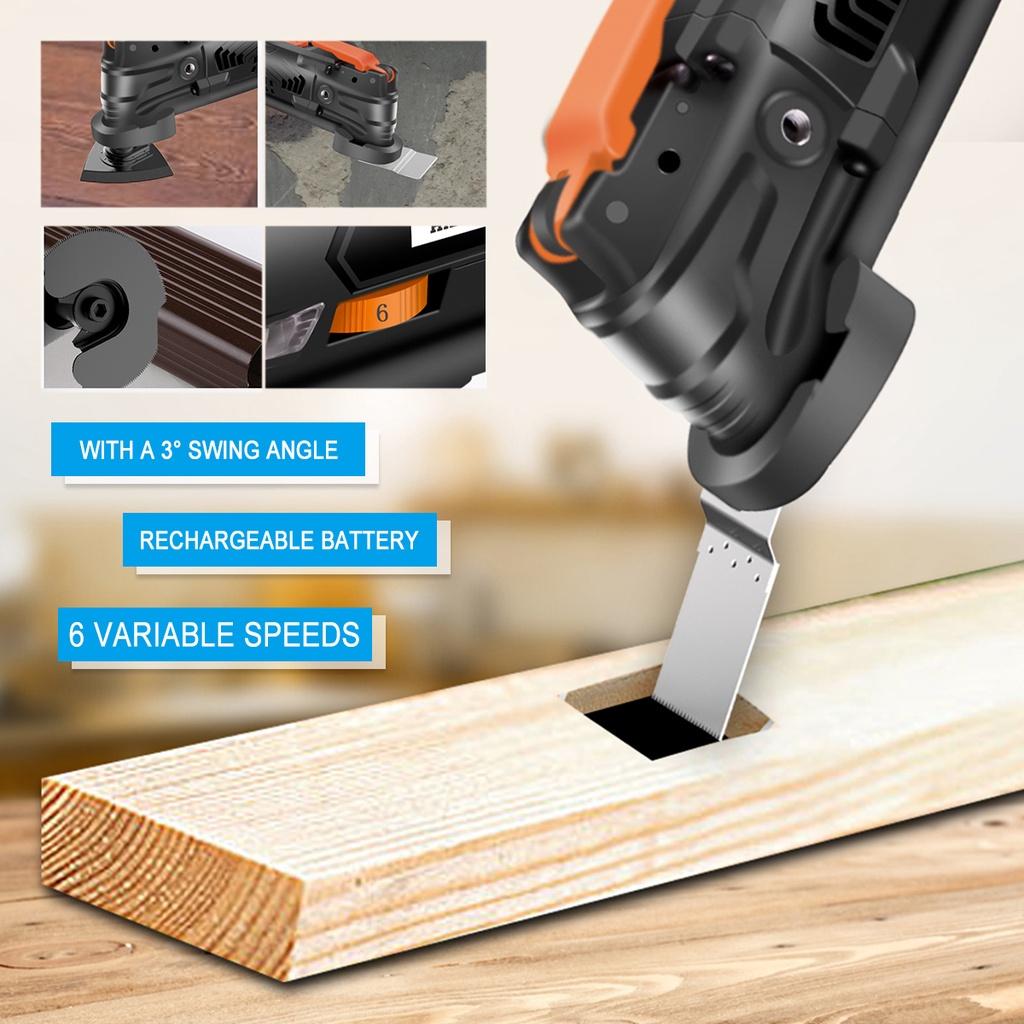 

Беспроводной многофункциональный осциллирующий инструмент 19000 об/мин 6 регулируемых скоростей Инструмент-реноватор Электрический резак Электрическая пила 100-240 В