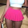 2022 New Women's Green Pleated A-line Mini Skirt - European & American Fashion
