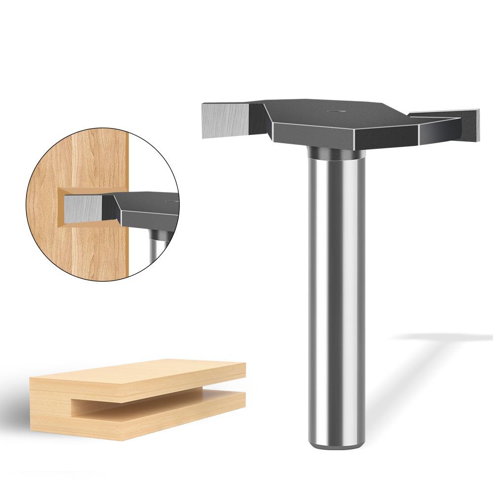 6 Handle 12 Handle T-Shaped Knife Slotted Knife Alloy Slotting Cutter Head Woodworking Milling Cutter Tungsten Steel Cutter Head Woodworking Knife