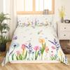 Lavender King Queen Duvet Cover Purple Flower Butterfly Bedding Set Abstract Marble Floral Comforter Cover Polyester Quilt Cover