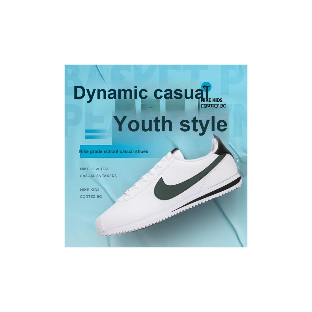 Nike Cortez GS White Vintage Green Kids Sneakers Black DM0950-106