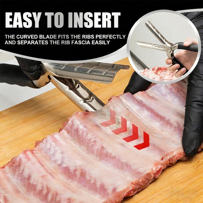 Rib Membrane Remover Tool Ergonomic Handle For Meat Preparation Nonslip Grip Metal Construction Kitchen Utensils