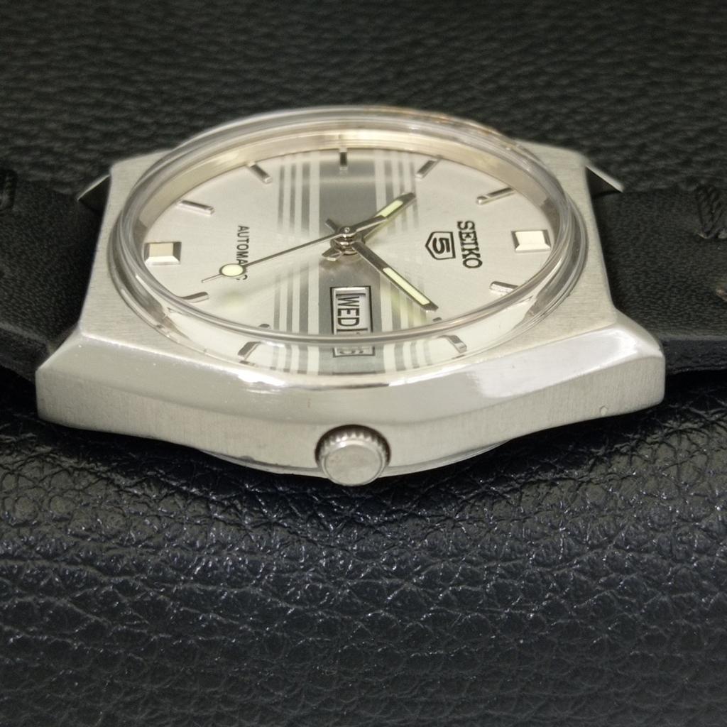 AUTOMATIC 6309A VINTAGE SEIKO 5 JAPAN MENS SILVER COLOR DIAL WATCH A701516-5 R206b-a701516