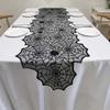 Spooky Halloween Table Runner Black Lace Spider Web Design Tablecloth Fireplace Scarf Haunted House Decor Party Decoration