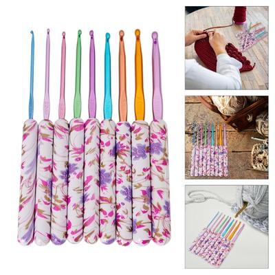 9Pcs Ergonomic Handle Crochet Hook 2MM-6MM Ergonomic Crochet Needle Long Handle Crochet Hook For Beginner Hobbyist