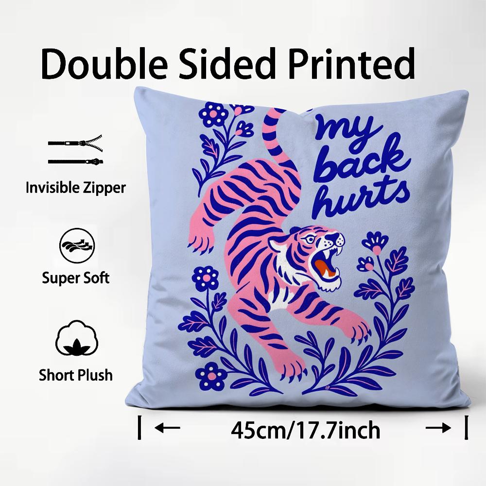 Animal Style Tiger Fashion Cushion Cover Plush Fabric Soft DoubleSided Printed Sofa Warm Winter Home Child Gift Pillow Case