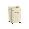 Dual-Use Square Trash Can with Wheels - Light Luxury Wastebasket for Kitchen & Bathroom, Large Capacity