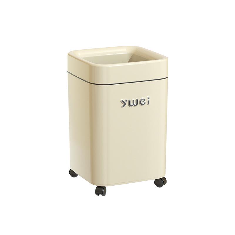 Dual-Use Square Trash Can with Wheels - Light Luxury Wastebasket for Kitchen & Bathroom, Large Capacity