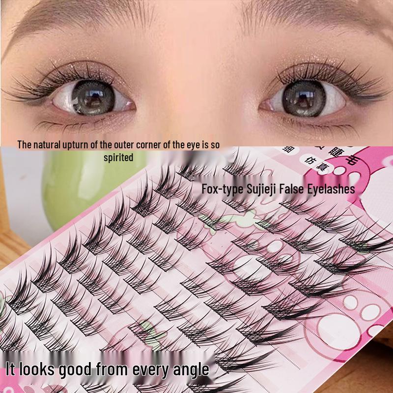 Fox-Style Natural Thick False Eyelashes with Black Stem In a Large-Capacity Book for a Mother-Inspired Look