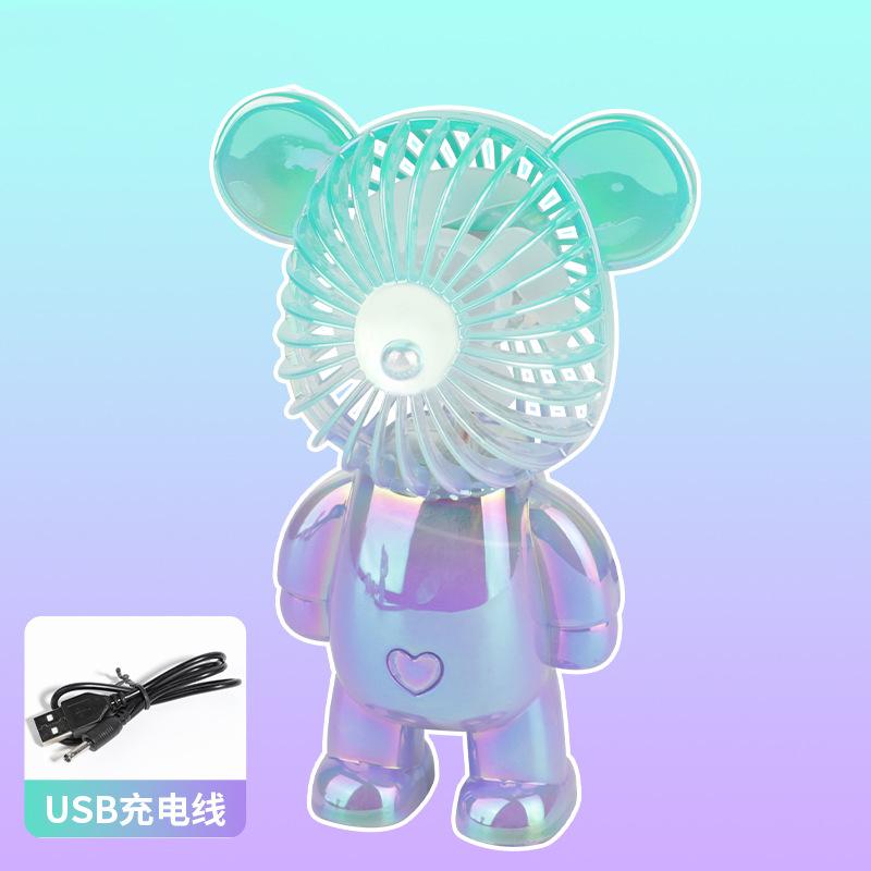 

2024 Ручной Мини Зарядный Ручной Вентилятор Большой Объем Воздуха Бесшумное Плавное Изменение Медведь Желейный Красочный Вентилятор Настольные Вентиляторы зелёный