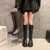 New women's boots autumn and winter British thick-soled lace-up boots women's round head fashion small tall boots