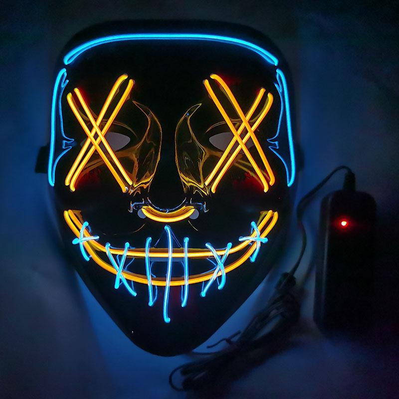 Black Ghost LED Sound-Control Mask - Luminous V Shape Halloween Prop