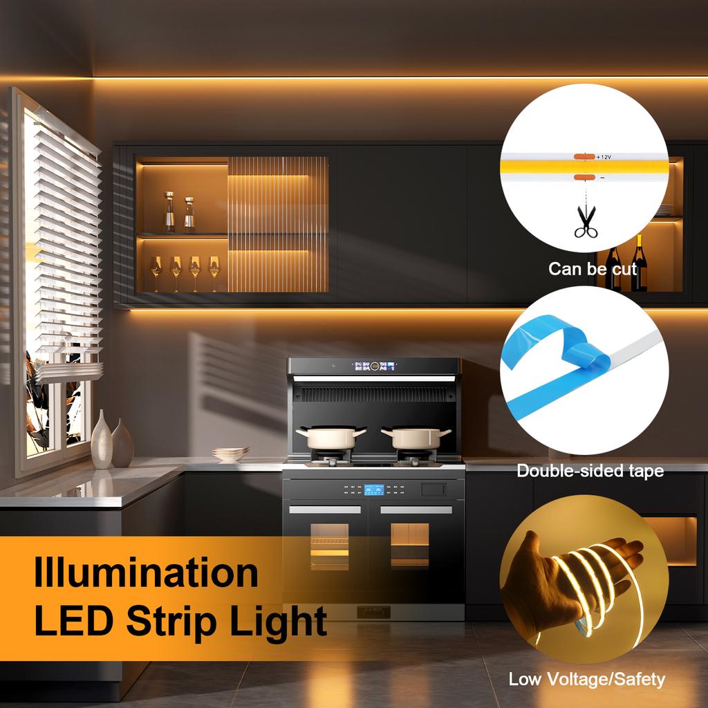 5V USB COB LED Strip 12V 3mm 5mm 8mm Width Flexible LED Tape 320LEDs COB Light with Adhesive High Density Linear Lighting