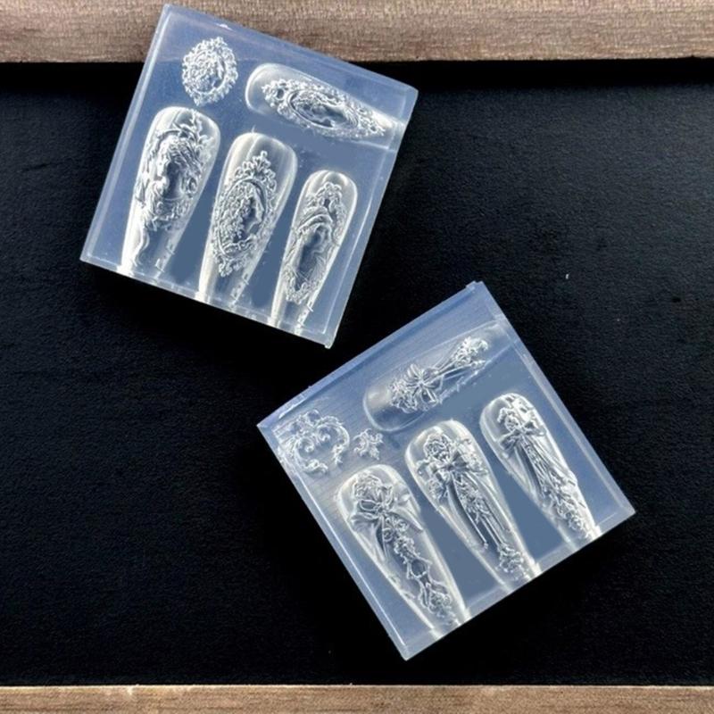 Embossed Silicone Nail Art Mould Reusable Flexible Craft Tool For Resin Jewelry Phone Case Decoration