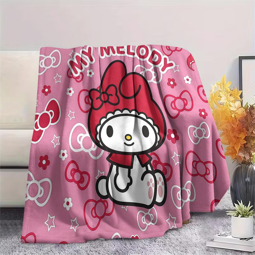 1PC Sanrio Cute Print Flannel Blanket, High quality All Seasons, Home Decor, Warmth and Comfort, Perfect for Christmas Gifts
