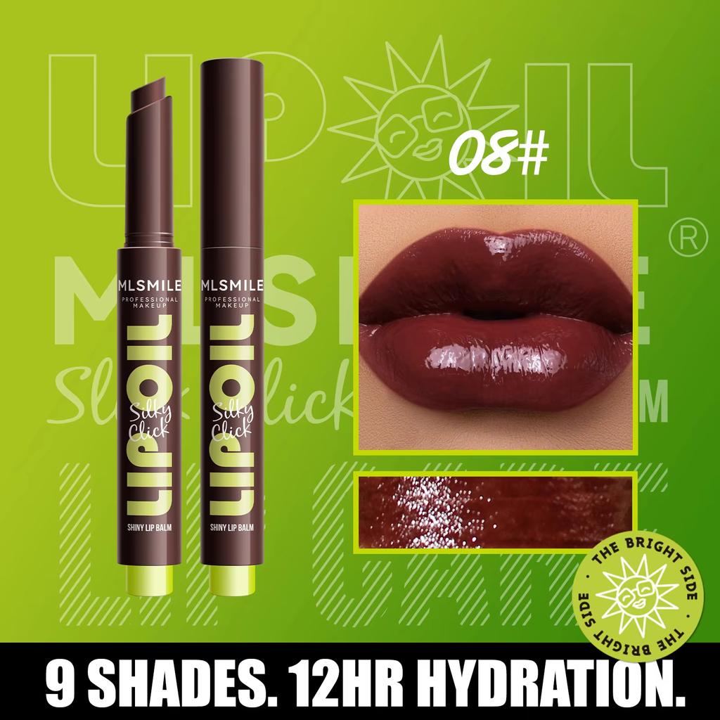 MLSMILE flerfarget Silky Click leppepleie fuktighetsgivende lipgloss med strålende speil HØY glans, uanstrengt trykk langvarig SEXY