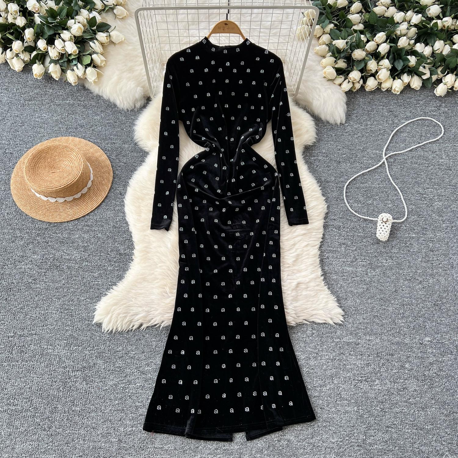 

Плюс размер осень зима женщины роскошные бисерные блестящие бриллианты бархатное рождественское платье длинное макси облегающее вечернее платье M чёрный