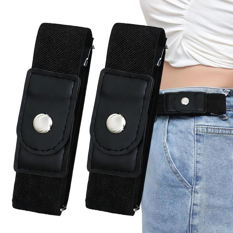 Adjustable Elastic No Buckle Belt Buckle Free Comfortable Stretch Waistband Invisible for Jeans Dresses Work and Casual Wear