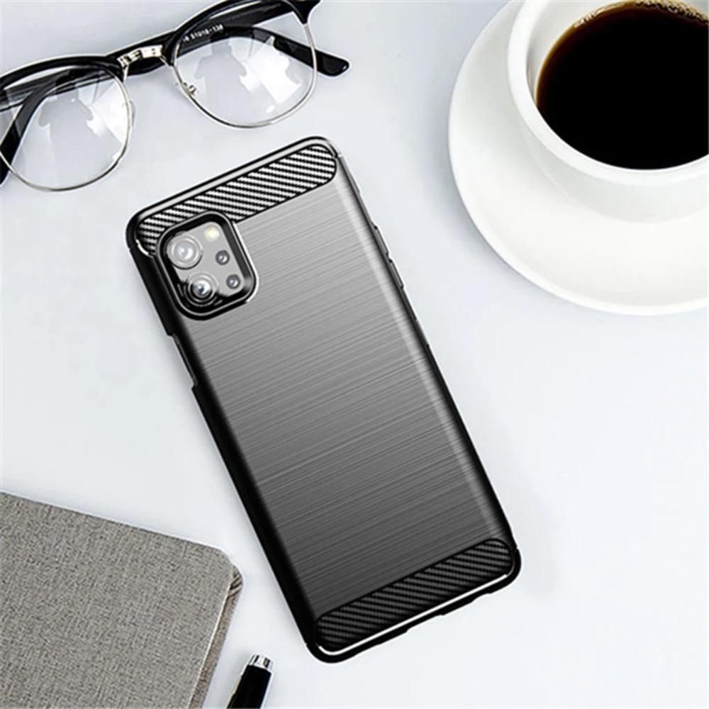 For LG Q92 5G Case Rubber Bumper Anti-knock Silicone Carbon Fiber Cover For LG Q92 Q51 Q61 K40S Phone Case For LG Q92 5G Case