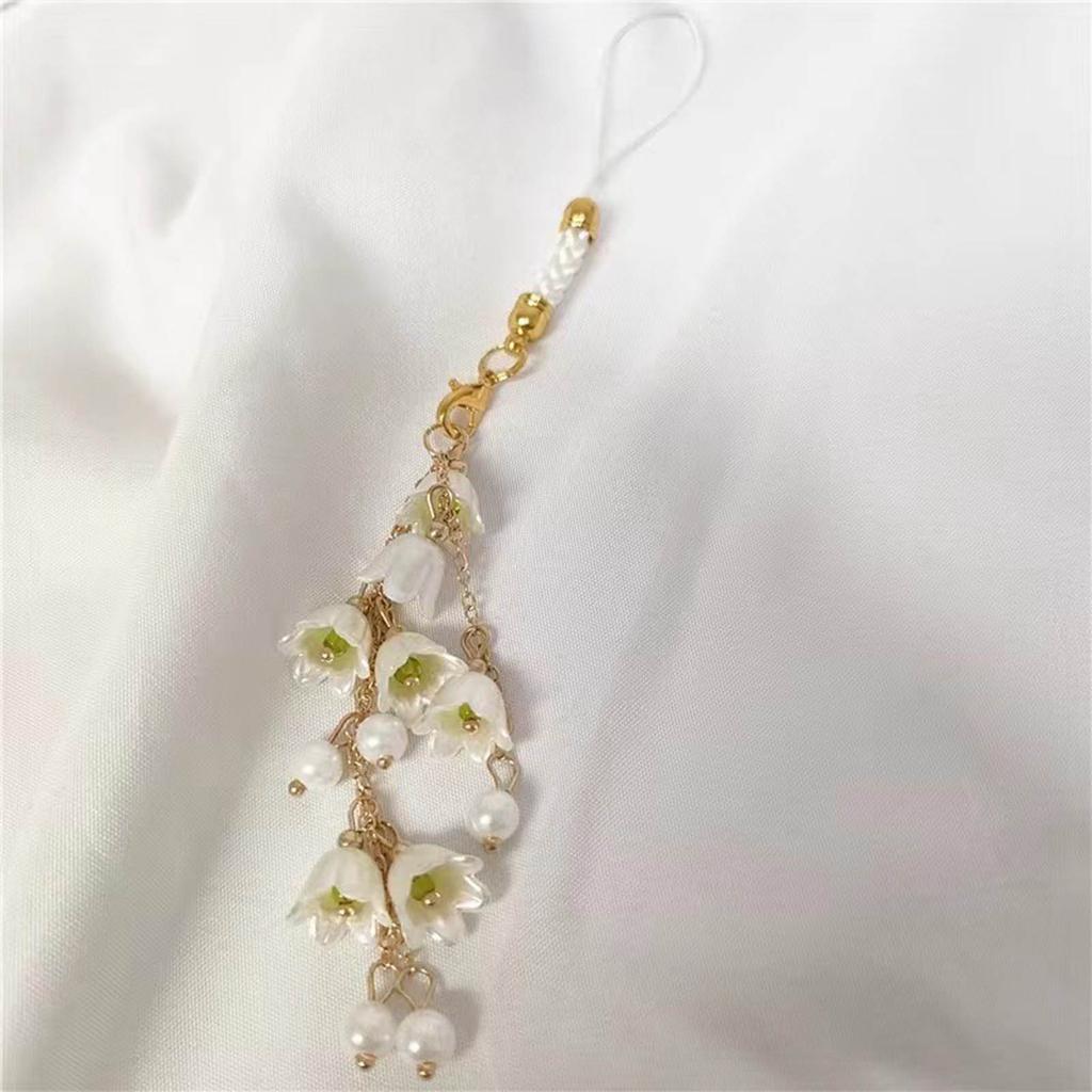 Phone Lanyard Wrist Strap Orchid Charm Keychain Detachable Phone Charm Antilost Cellphone Hangings Cord for Bag Purse