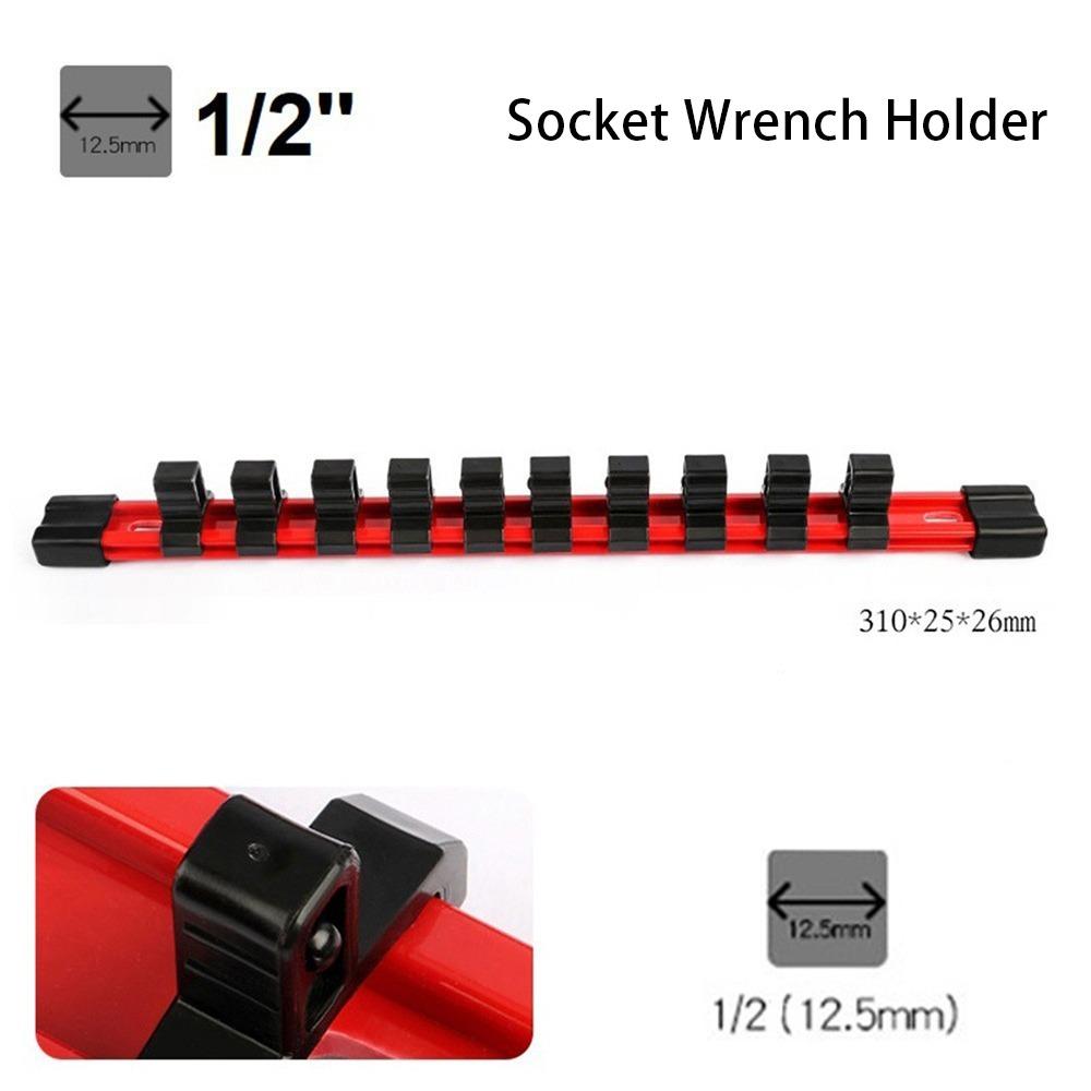 1Pcs 1/4" 3/8" 1/2" Socket Wrench Holder Rail Bracket Wall Holder Traight Socket Organizer Universal Plastic Drive Socket Holder