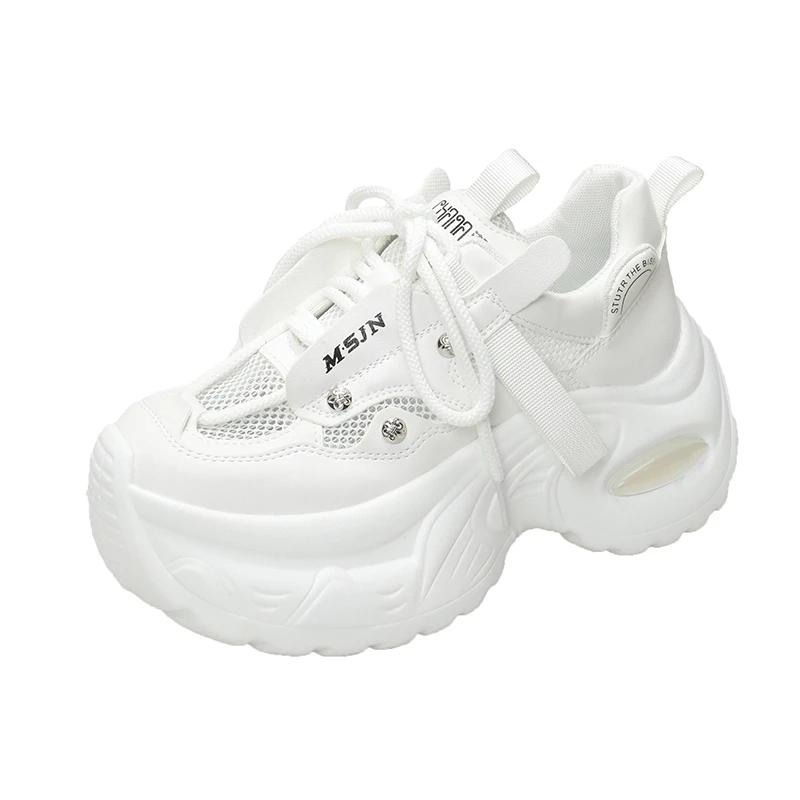 Fashion 7.5CM New 2025 Summer Women Platform Sneakers Thick Bottom Breathable Mesh Casual Chunky Shoes High Heel Sports Dad Shoes Woman