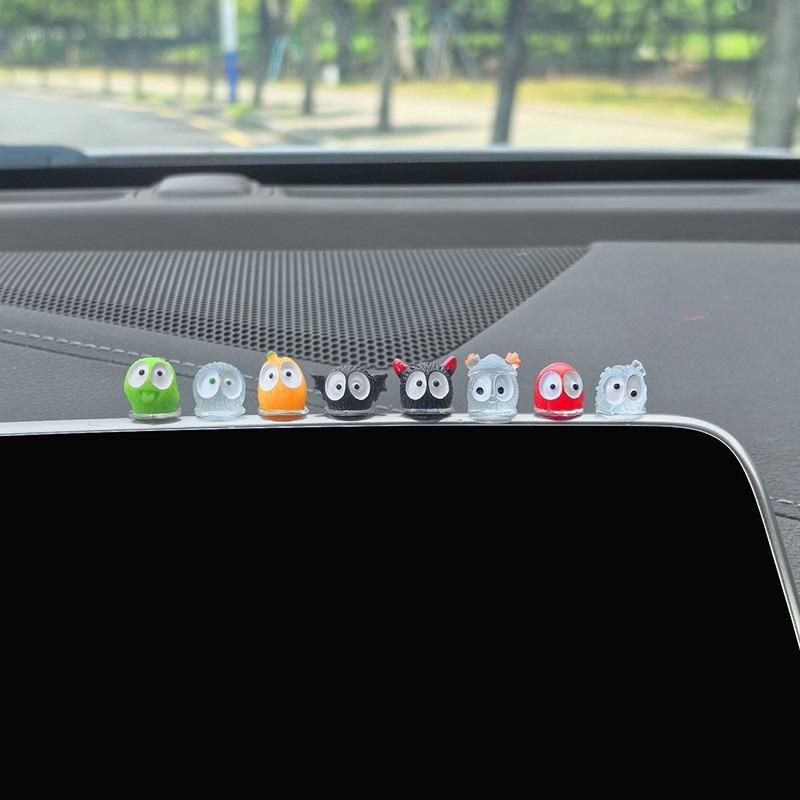 6pcs Cute Black Elf Car Interior Decoration Funny Auto Center Console Rearview Mirror Ornament Car Accessories Dashboard