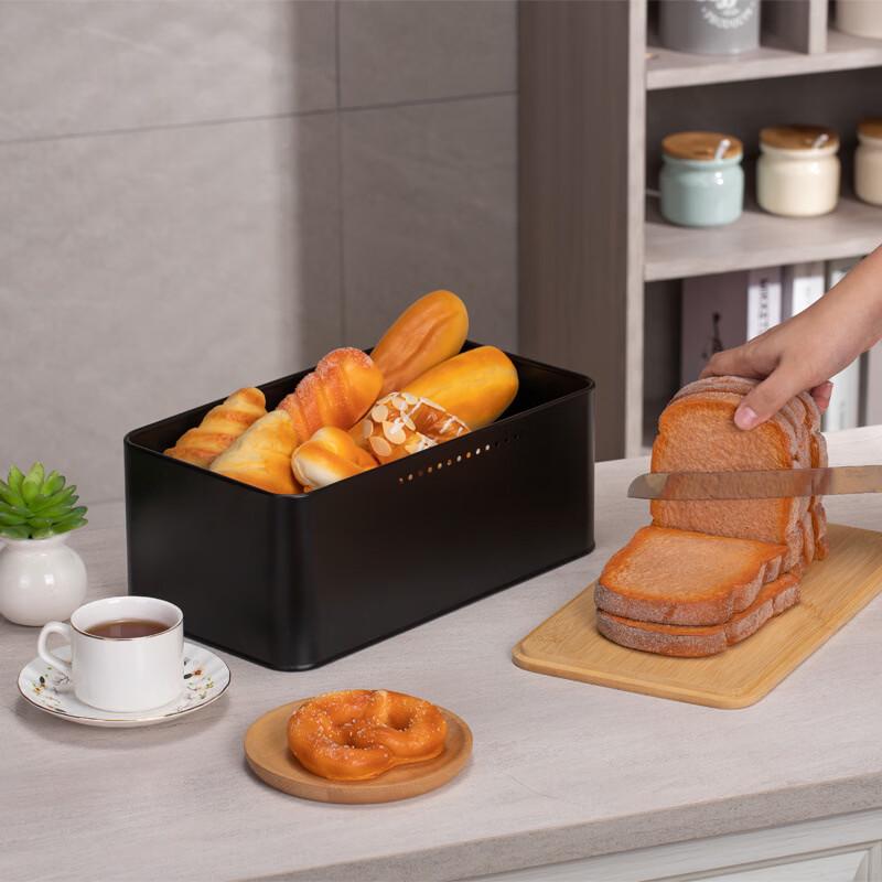 Bamboo Lid Metal Bread Box