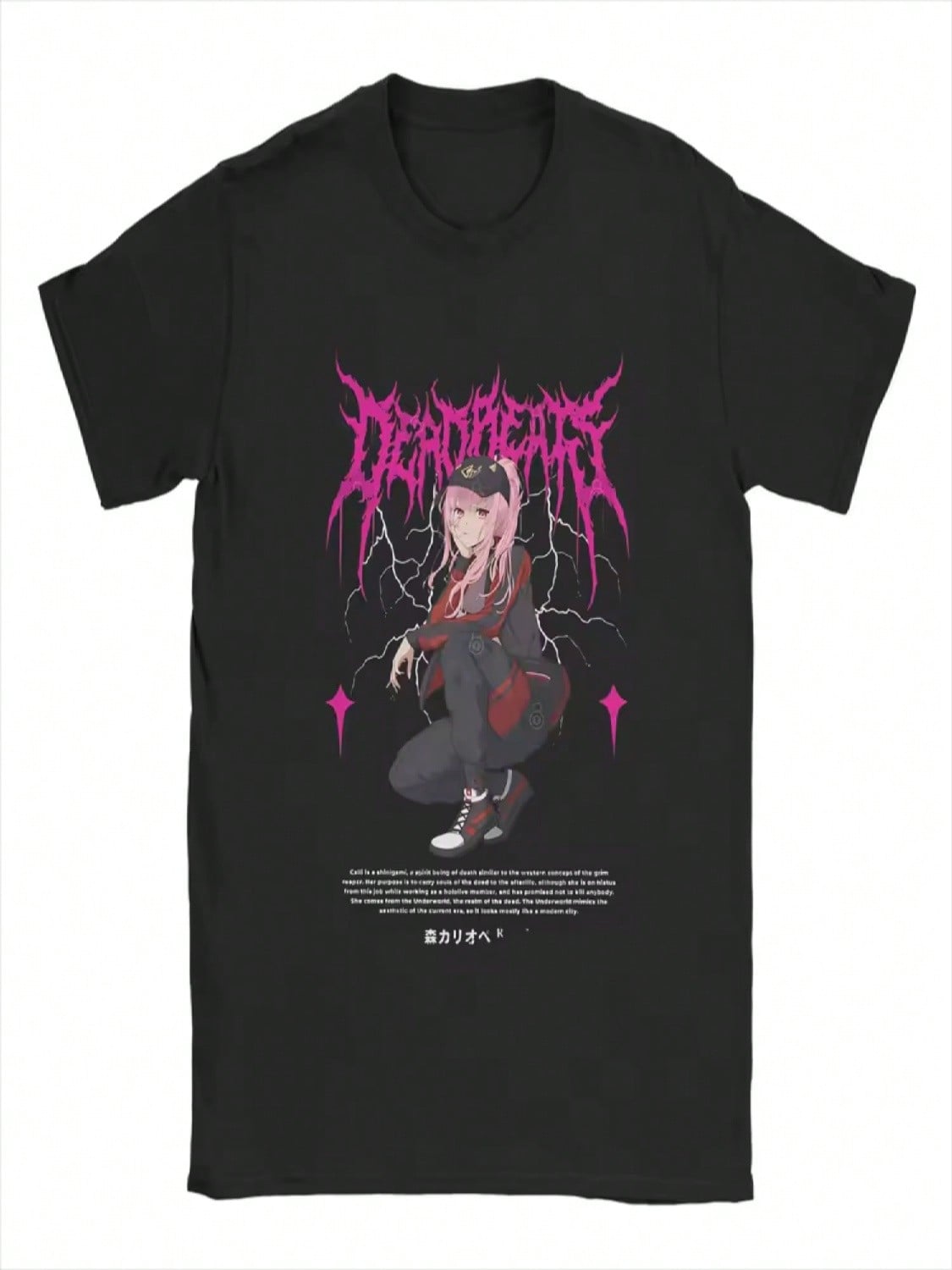 Hololives Cotton T Shirt unisex Summer Mori Calliope Deadbeats Y2K Funny T Shirts Breathable Harajuku T Shirt Oversized Hot S разноцветный