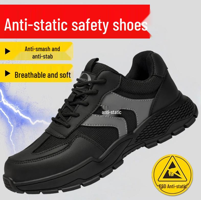 Anti-Static Dustproof Steel Toe Safety Shoes - Non-Slip, Anti-Smash, Anti-Puncture Work Footwear
