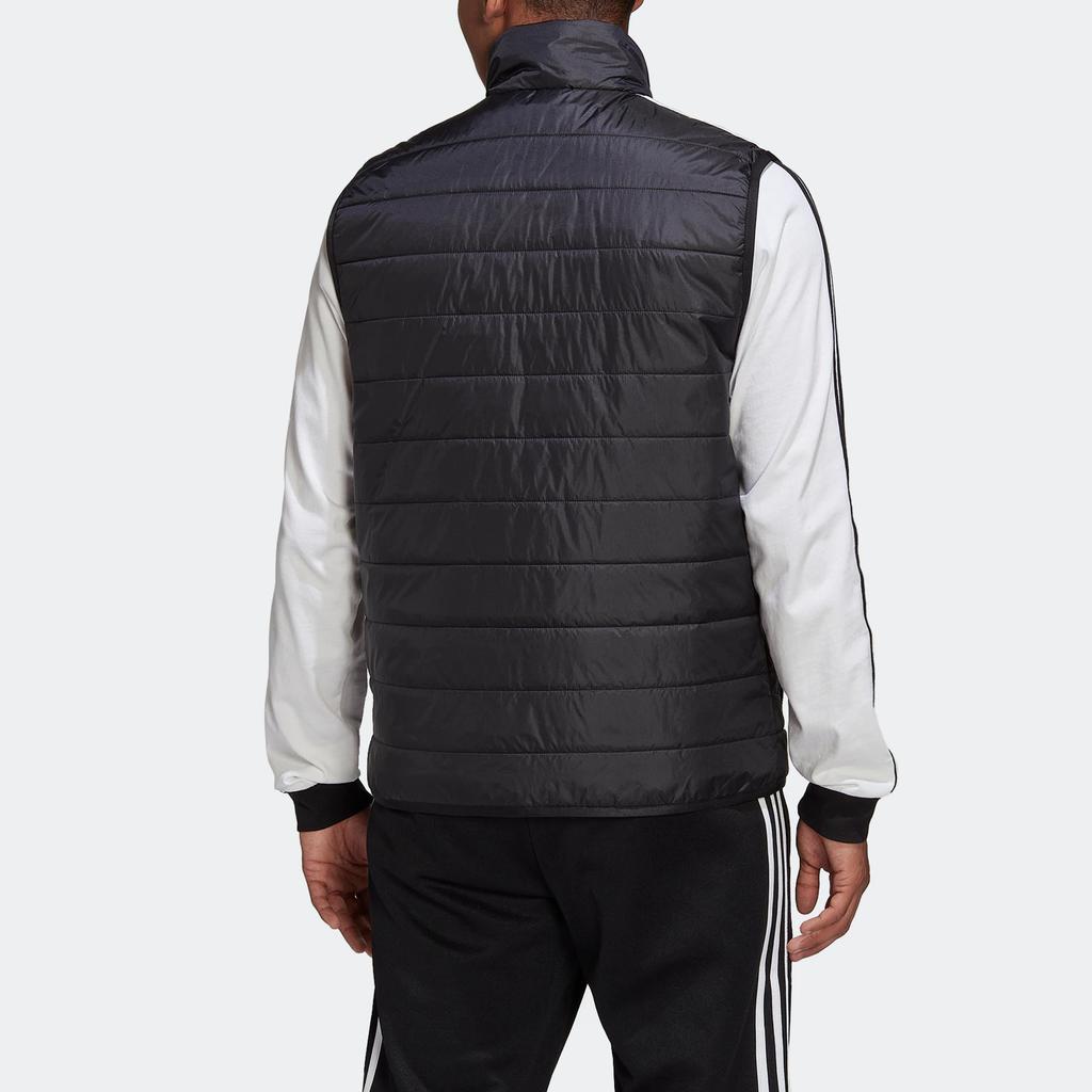 Adidas Originals Padded Puffer Solid Color Striped Logo Zip Stand Collar Vest Men Vests Black HL9217