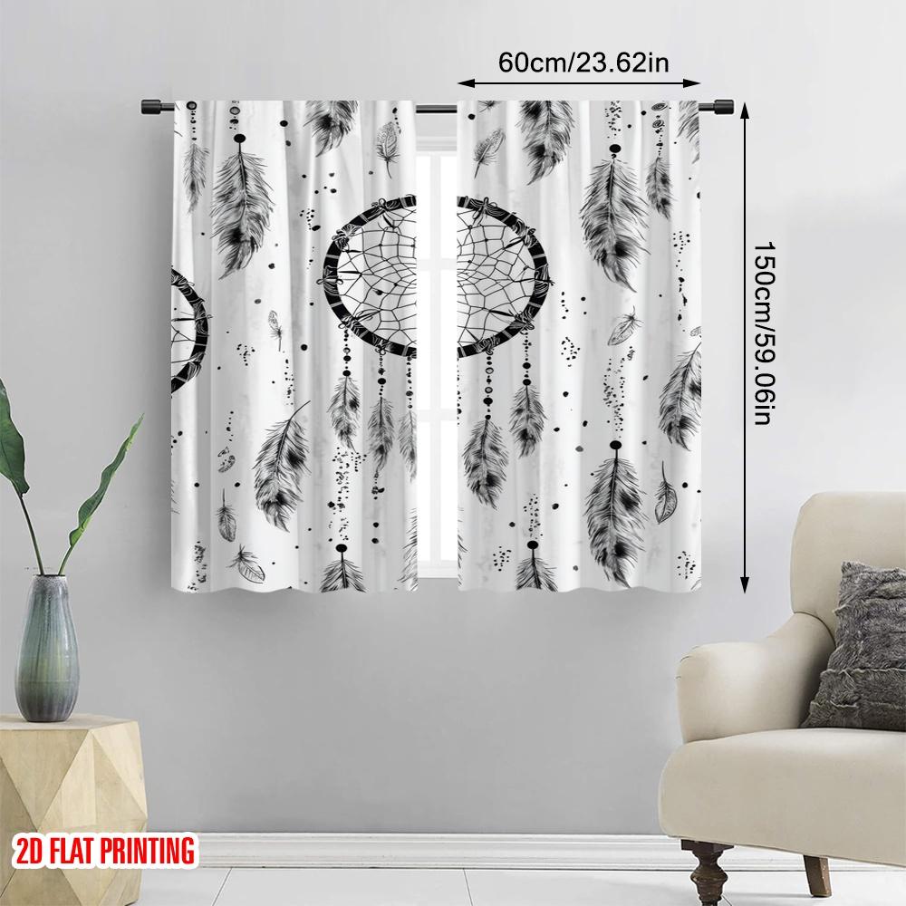 2pcs,2D Plane Printing Light Filtering Curtains Dreamcatcher Art Durable 100% Polyester Fabric (without Rod) Decorations Outdoor