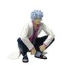 12cm Gintama Sakata Ginpa Silver Hair Lab Coat Figure Crouched Position Noodle Stopper Desktop Anime Decoration Collection Gift