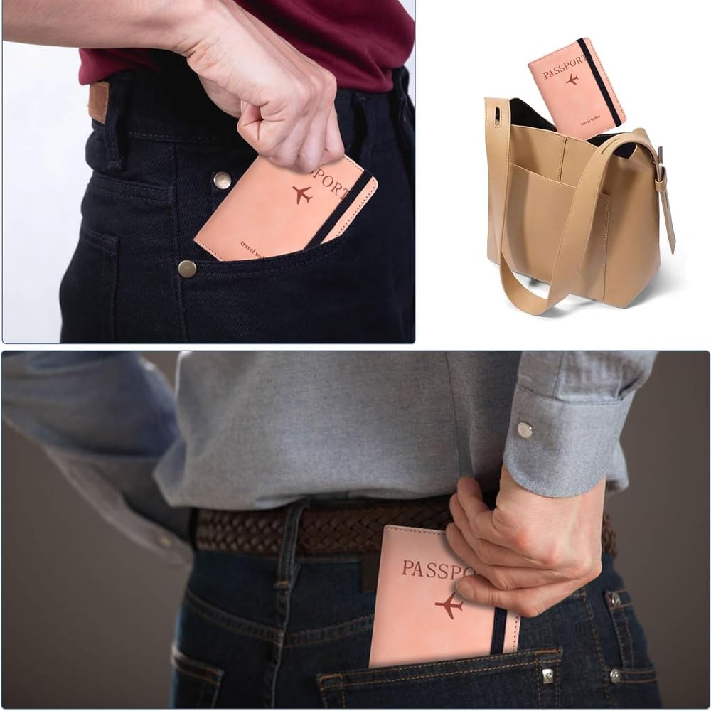 QIKEJI Passport Security Card Storage Travel Wallet for Easy to Pink Case, Pouch, Case, Anti-Skimming, Multi-Function Pockets, Passports, Anti-Theft,