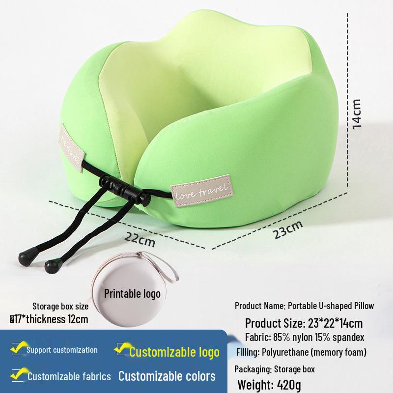 U-Shaped Memory Foam Travel Pillow for Neck and Cervical Spine Support
