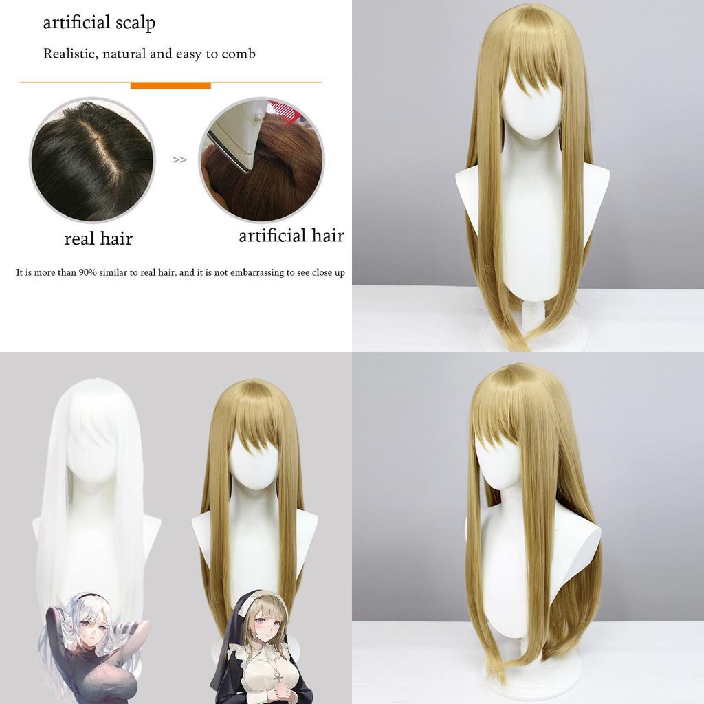 Long White Chowbie Nun Cosplay Wig For Halloween And Carnival Props