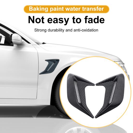 Car Shark Gill Side Vent Decals ABS Chrome Fender Trim Self-Adhesive Stick-On Exterior Hood Ornament Sporty Car Vent Sticker Fit for Most Cars