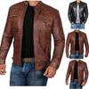 New autumn and winter European and American men's leather jacket stand-up collar punk locomotive leather jacket slim jacket