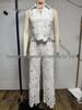 French Summer Embroidered V-Neck Cutout Tank & Wide-Leg Pants Set