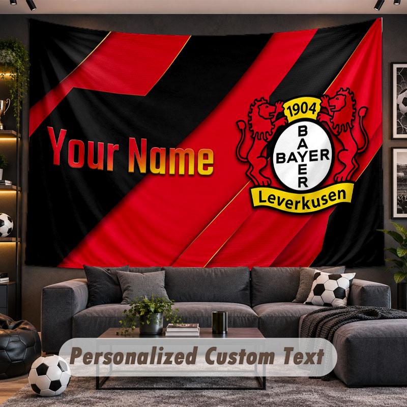 Wall Hanging Tapestry Custom NameBayer Leverkusen Football Pattern Personalized Printed Fabric Wall Decor