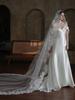 V863 Courtly White Vintage Cathedral Long Lace Bridal Veil