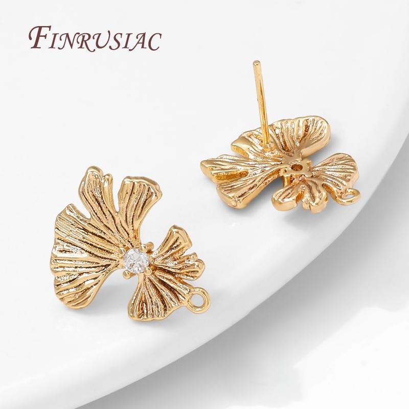 18K Gold Plated Brass Earring Studs Base Pins,DIY Earrings Making Accessories