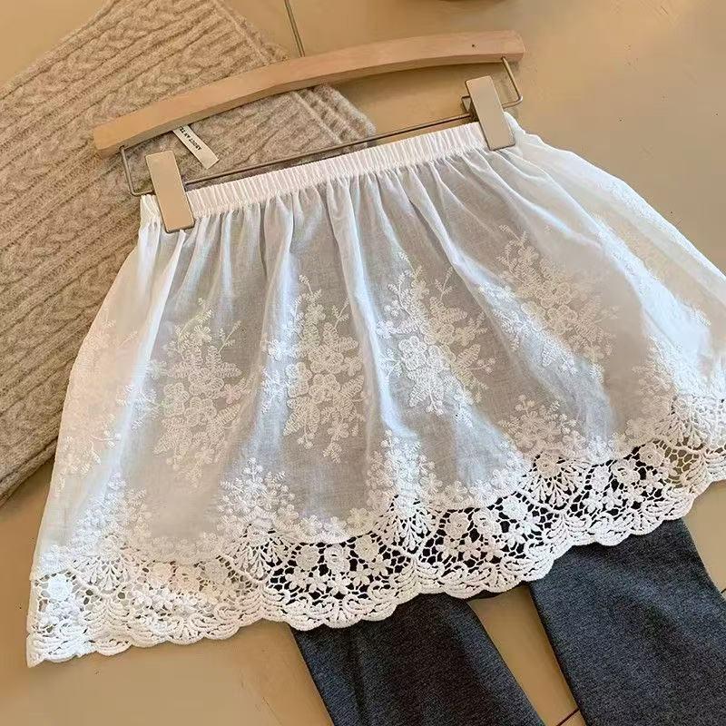 Women's High-Waisted French Romantic Lace A-Line Versatile Layering Skirt