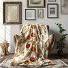 1pc All-Season Pumpkin & Leaf Print Flannel Blanket - Cozy Fleece Throw with Creamy Base, Perfect for Thanksgiving, Fall Decor,