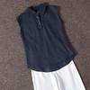She Chi Women's Linen Sleeveless Lapel Shirt