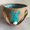 Easter Basket Holiday  Bunny Printed Canvas Gift Carry Eggs Candy Bag